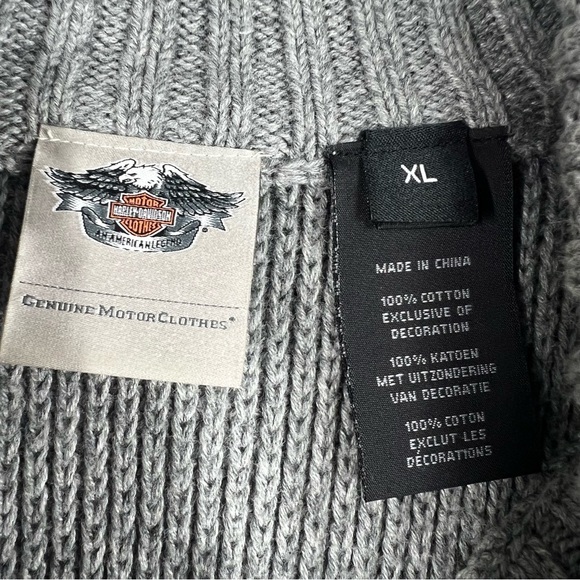 HARLEY DAVIDSON Women's XL Grey Ombre Cable Knit 1/4 Zip Pullover Sweater HDLogo - Picture 5 of 10